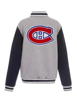 Sipes Montreal Canadiens Gray And Black Wool Varsity Jacket Back