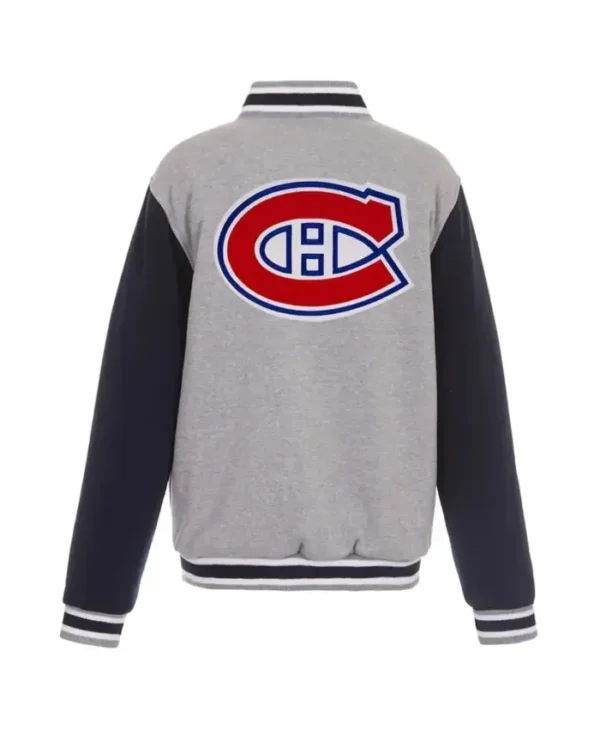 Sipes Montreal Canadiens Gray And Black Wool Varsity Jacket Back