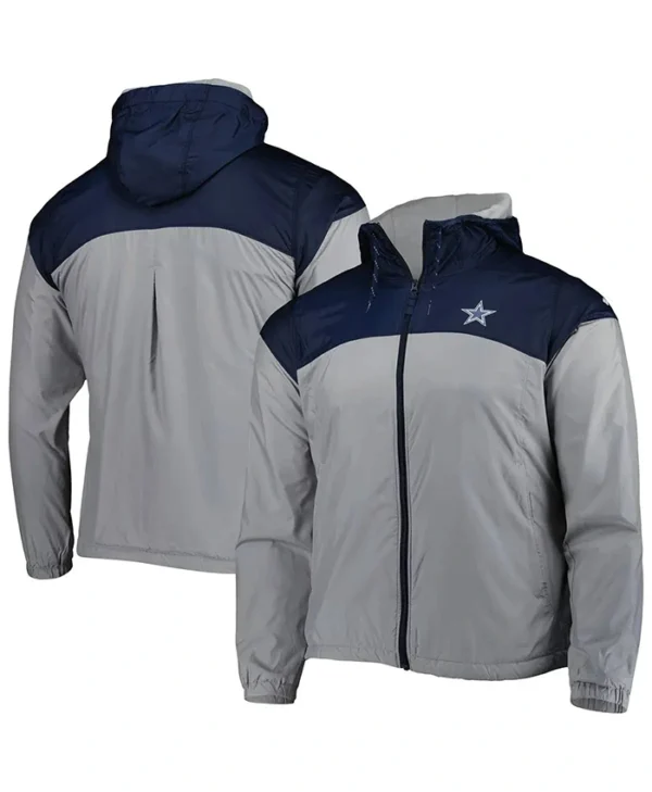 Sophia Dallas Cowboys Zip Grey Windbreaker Jacket