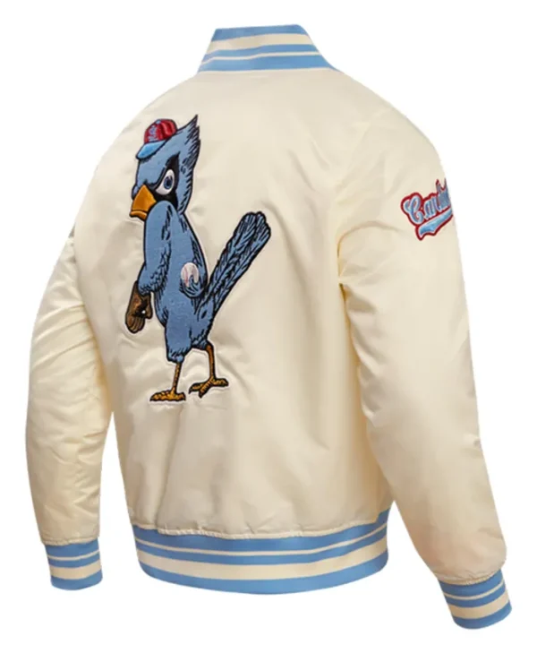 St Louis Cardinals Beige Satin Full Snap Varsity Jacket Back