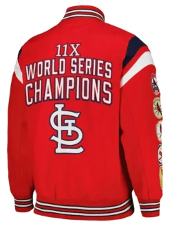 St Louis Cardinals Championship Red Wool Varsity Jacket Back