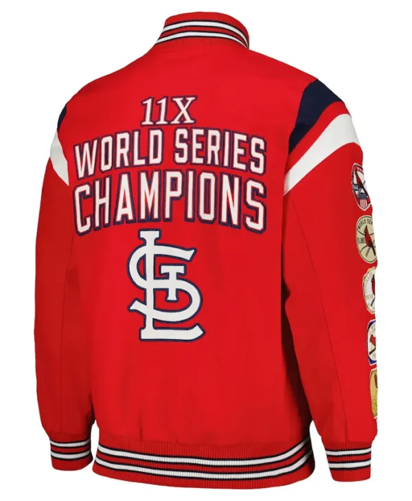 St Louis Cardinals Championship Red Wool Varsity Jacket Back