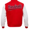 St Louis Cardinals Red And White Wool Varsity Jacket Back