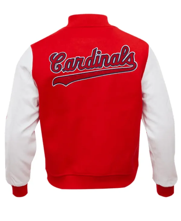 St Louis Cardinals Red And White Wool Varsity Jacket Back