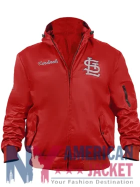 St Louis Cardinals Red Bomber Zip Ma-1 Hooded Jacket