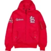 St Louis Cardinals Red Zip Ma 1 Hooded Bomber Jacket