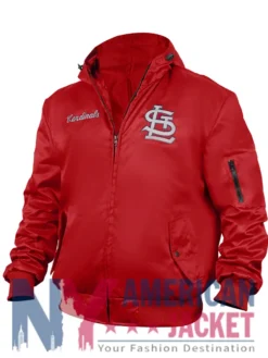 St Louis Cardinals Red Zip Ma-1 Hooded Bomber Jacket
