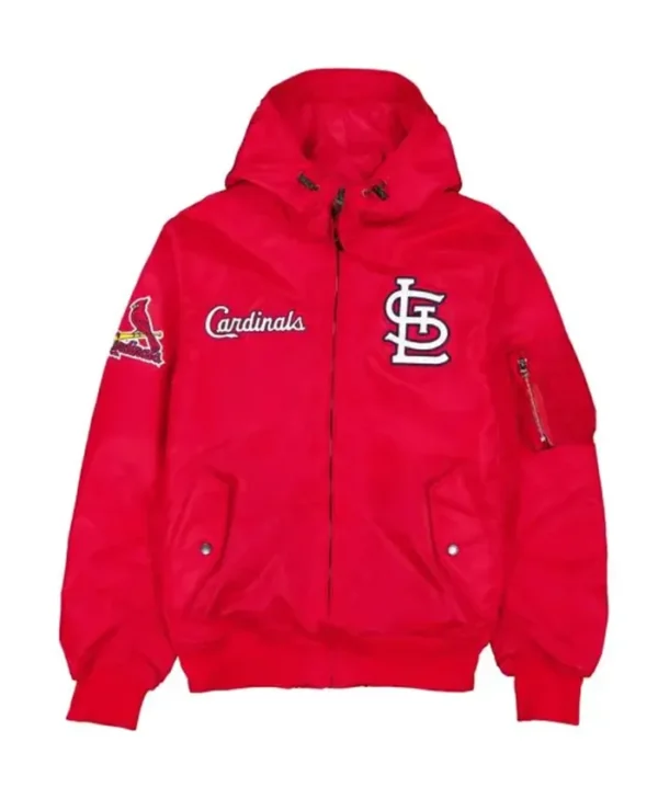 St Louis Cardinals Red Zip Ma 1 Hooded Bomber Jacket