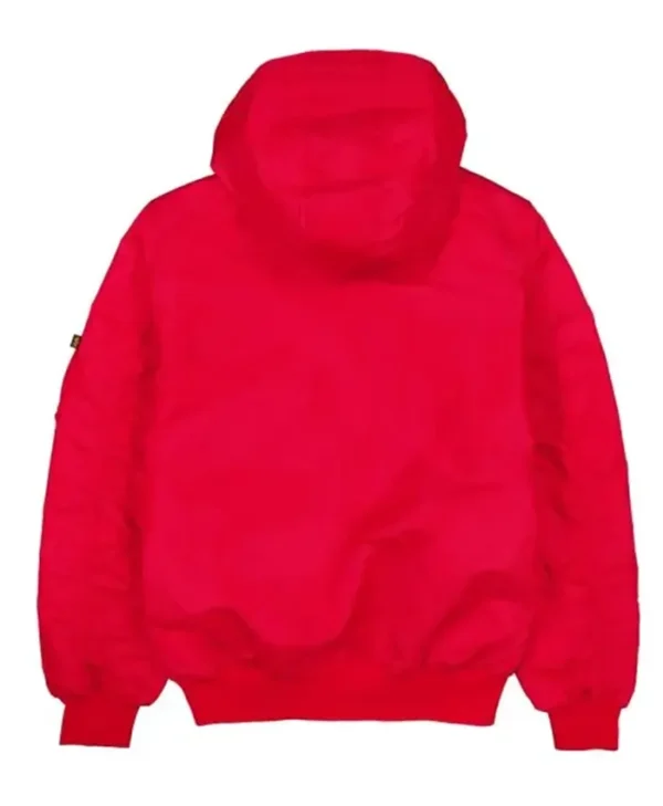 St Louis Cardinals Red Zip Ma 1 Hooded Bomber Jacket Back