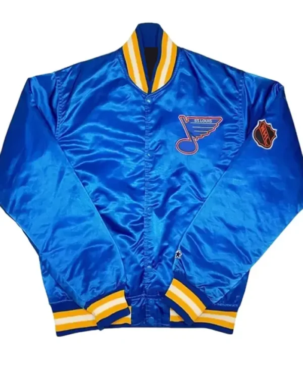 St. Louis Blues Blue Satin 1990s Varsity Jacket