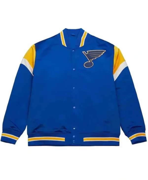 St. Louis Blues Snap Blue Satin Jacket