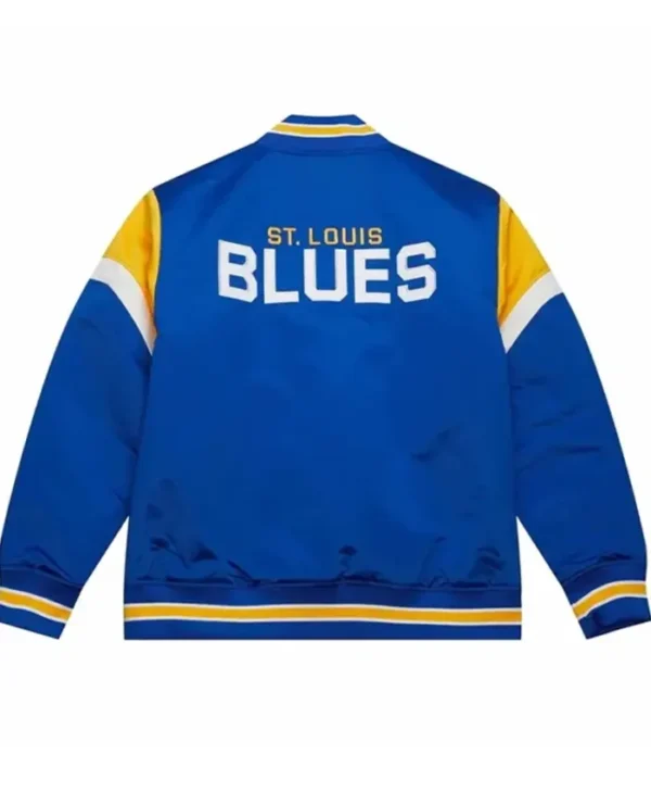 St. Louis Blues Snap Blue Satin Jacket Back