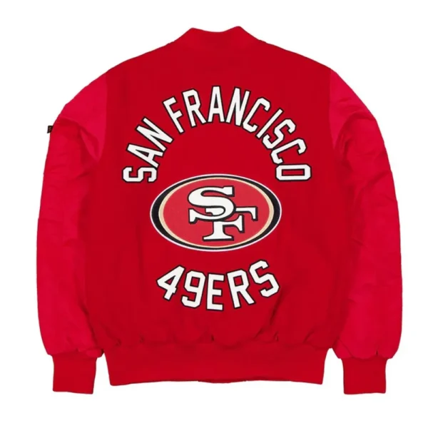 Sybil San Francisco 49ers MA-1 Red Wool Varsity Jacket Back