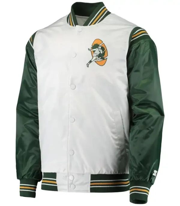 Sydnee Green Bay Packers White and Green Satin Jacket