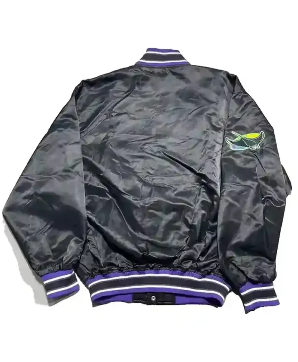 Tampa Bay Rays Black Varsity Satin Jacket Back