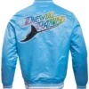 Tampa Bay Rays Blue Satin Varsity Jacket Back