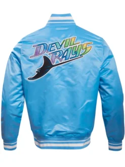 Tampa Bay Rays Blue Satin Varsity Jacket Back
