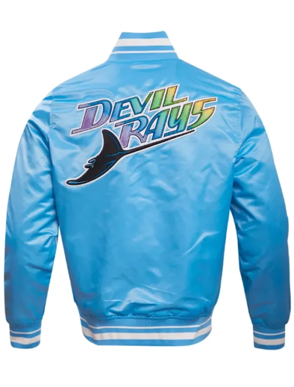 Tampa Bay Rays Blue Satin Varsity Jacket Back