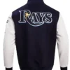 Tampa Bay Rays Letterman Navy Blue Varsity Jacket Back