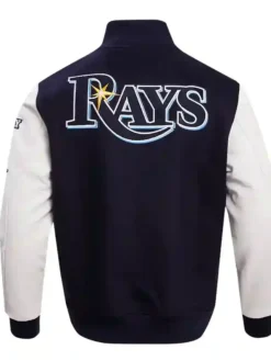 Tampa Bay Rays Letterman Navy Blue Varsity Jacket Back