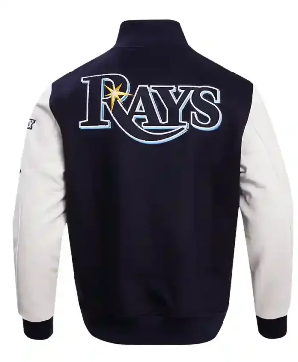 Tampa Bay Rays Letterman Navy Blue Varsity Jacket Back