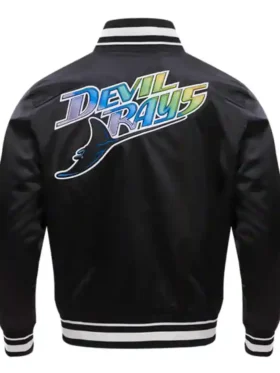 Tampa Devil Rays Classic Mens Rib Satin Varsity Jacket Back