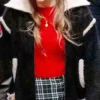Taylor Swift Christmas Chiefs Game Black Fur Jacket