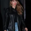 Taylor Swift City Chiefs Game Black Leather Jacket For Sale