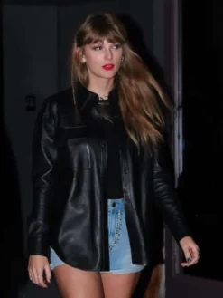 Taylor Swift City Chiefs Game Black Leather Jacket For Sale