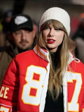 Taylor Swift Kelce 87 Red Puffer Jacket for Sale