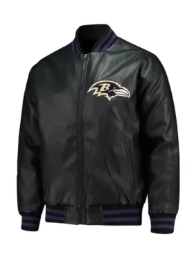 Team Baltimore Ravens Black Bomber Leather Jacket