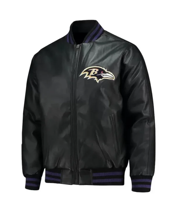 Team Baltimore Ravens Black Bomber Leather Jacket