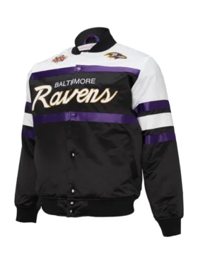 Team Baltimore Ravens Heavyweight Satin Varsity Jacket