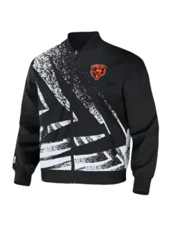 Team Chicago Bears Staple Black Zip Bomber Jacket