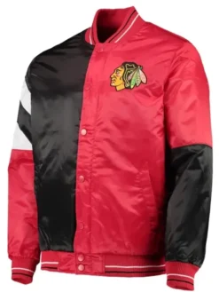 Team Chicago Blackhawks Red And Black Satin Jacket