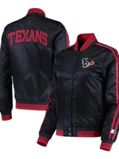 Team Houston Texans Blue Satin Varsity Jacket