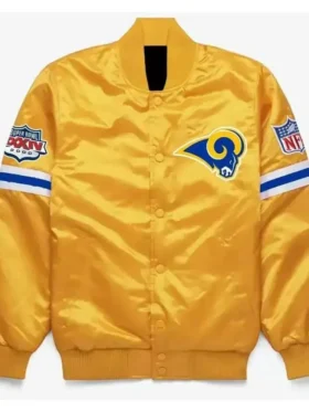 Team Los Angeles Rams Super Bowl XXXIV Yellow Satin Varsity Jacket