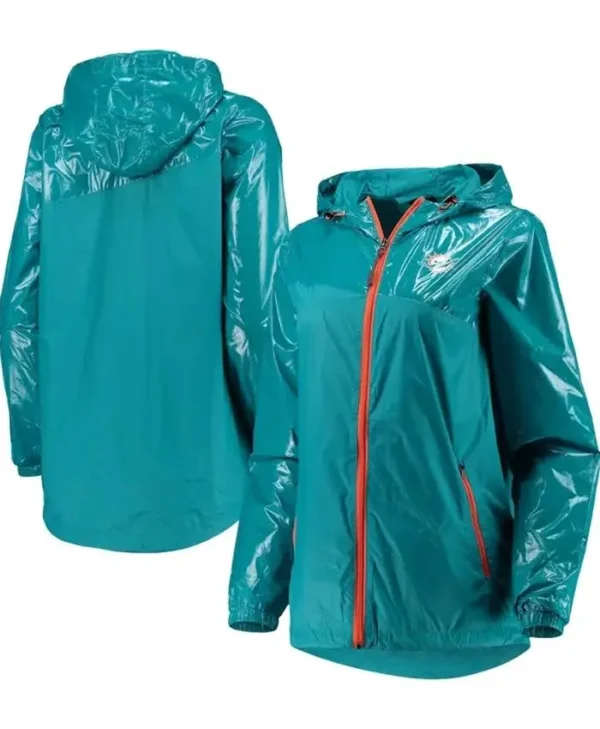 Team Miami Dolphins G III Zip Green Hooded Jacket