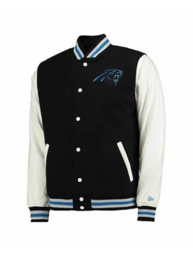 Team NFL Carolina Panthers Team Logo Black Wool Varsity Jacket