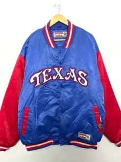 Texas Rangers Blue And Red Vintage Varsity Satin Jacket