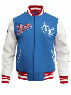 Texas Rangers Blue and White Wool Varsity Jacket
