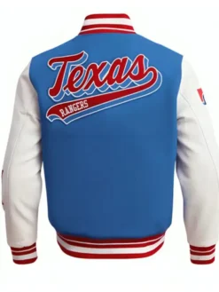 Texas Rangers Blue and White Wool Varsity Jacket Back