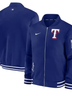 Texas Rangers Full Zip Navy Blue Bomber Jacket