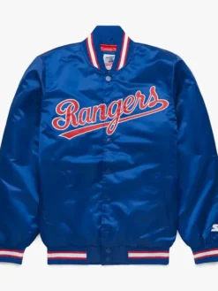 Texas Rangers Navy Blue Satin Varsity Jacket