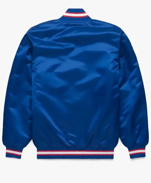Texas Rangers Navy Blue Satin Varsity Jacket BAck