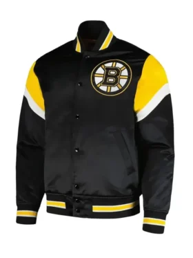 Toby Boston Bruins Midweight Black Letterman Varsity Jacket