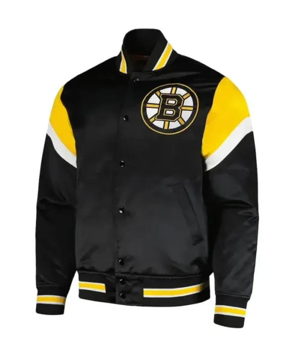 Toby Boston Bruins Midweight Black Letterman Varsity Jacket