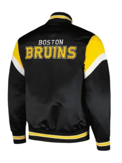 Toby Boston Bruins Midweight Black Letterman Varsity Jacket Back