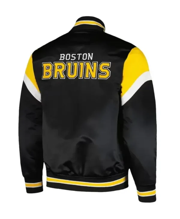 Toby Boston Bruins Midweight Black Letterman Varsity Jacket Back