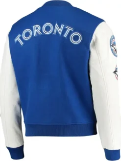 Toronto Blue Jays Blue And White Wool Baseball Jacket Back